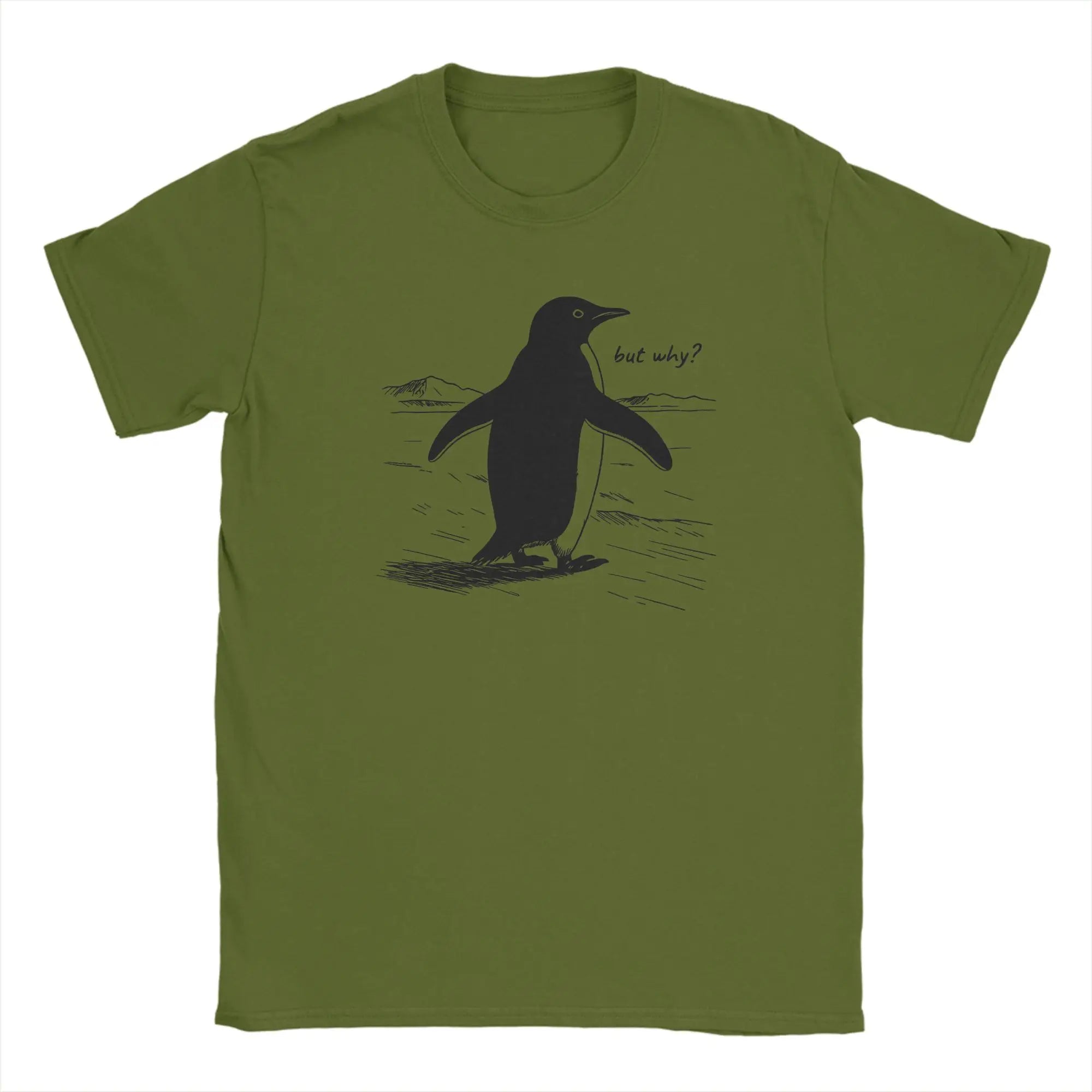But Why Penguin, Nihilist Penguin  T Shirt for Men 100% Cotton Leisure T-Shirts Round Neck  Tees Short Sleeve Clothes Gift