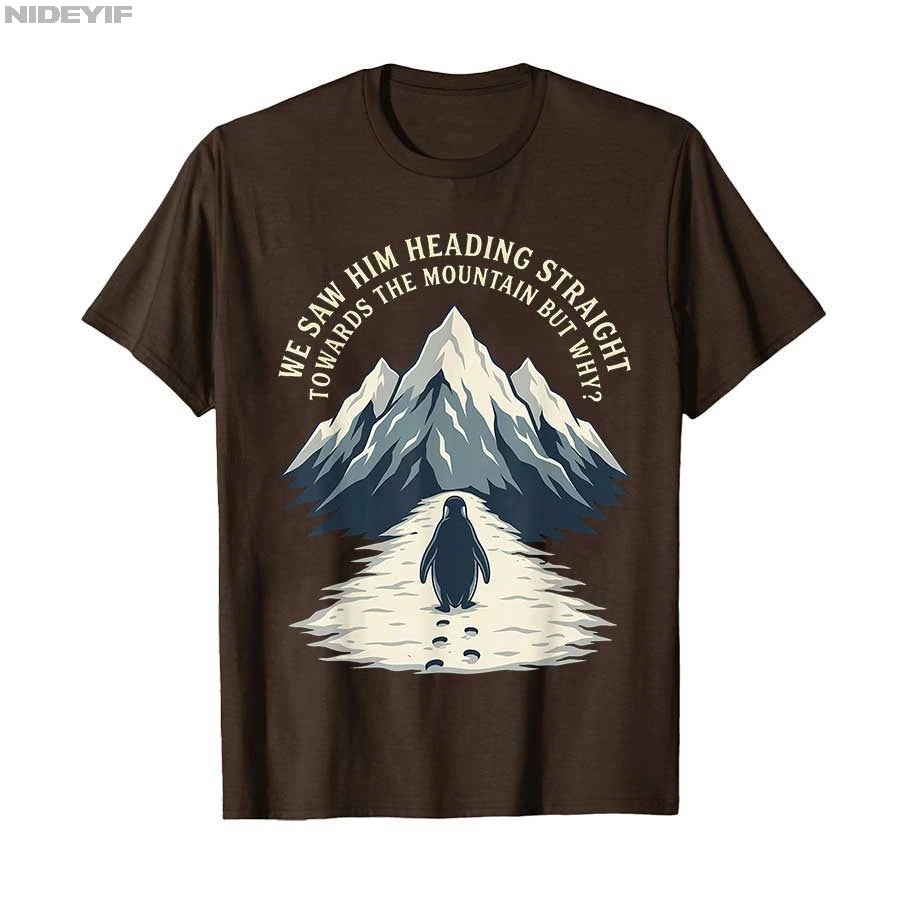 Penguin But Why Mountains for Men Women Kids Penguin Meme T-shirt For Men Women 100% Cotton T Shirts Short Sleeve Tops P761